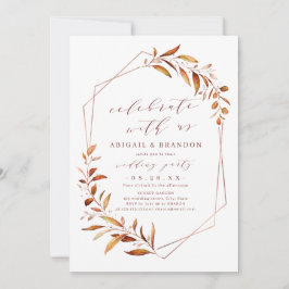 Feiern Sie mit uns! Fall Greenery Geometric Weddin Einladung
