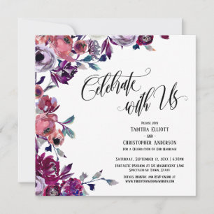 Feiern Sie mit uns Flourishing Script Bold Flowers Einladung