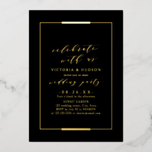 Feiern Sie mit uns! Goldene Eleganz Hochzeit Folieneinladung
