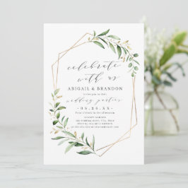 Feiern Sie mit uns! Greenery Geometric Wedding Einladung
