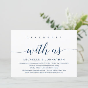 Feiern Sie mit uns, Hochzeit Elopement, Navy Blau Einladung