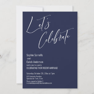 Feiern Sie mit uns! Moderne Blue Wedding Party Einladung