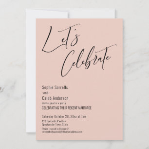 Feiern Sie mit uns! Moderne Blush-Pink-Rezeption Einladung