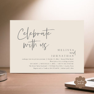 Feiern Sie mit uns Moderne Hochzeitsempfehlung Einladung