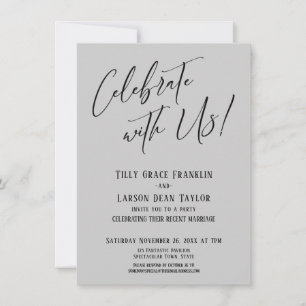 Feiern Sie mit uns! Moderne Light Gray Wedding Par Einladung