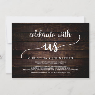 Feiern Sie mit uns, Moderne Rustikale Hochzeitsdin Einladung