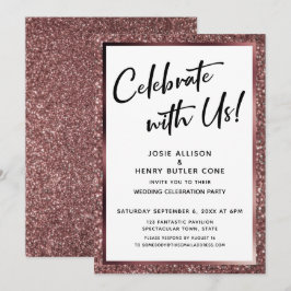 Feiern Sie mit uns! Rose Gold Glitzer Empfang Einladung