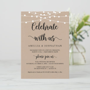Feiern Sie mit uns, Rustikale Elopement-Party-Einl Einladung
