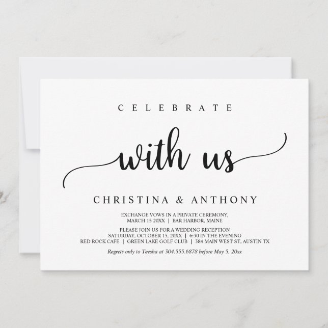 Feiern Sie mit uns, rustikale Hochzeitsfeier Einladung (Vorderseite)