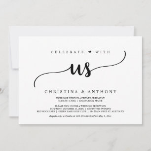 Feiern Sie mit uns, rustikales Hochzeitsessen Einladung