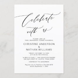 Feiern Sie mit uns, Schwarz, Hochzeit Probe Dinner Einladung