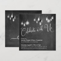 Feiern Sie mit uns Script, Edison Lights Chalkboar