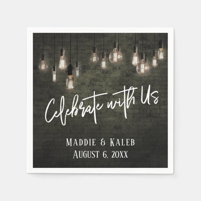 Feiern Sie mit US Industrial Bricks Edison Lights Serviette (Vorderseite)