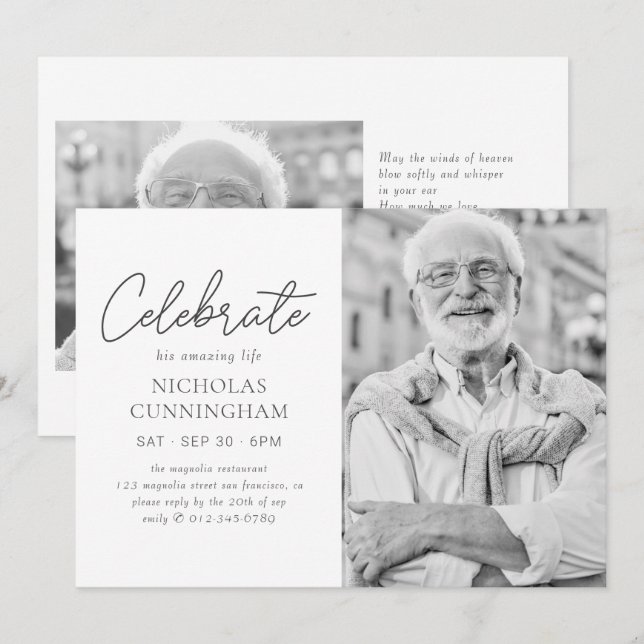 Feiern Sie sein Phantastisches Leben Einfaches Mod Einladung (Vorne/Hinten)