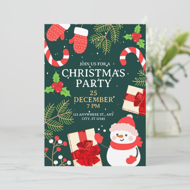 Feiern Sie Weihnachten in der Merry-Season-Party Einladung (Stehend Vorderseite)