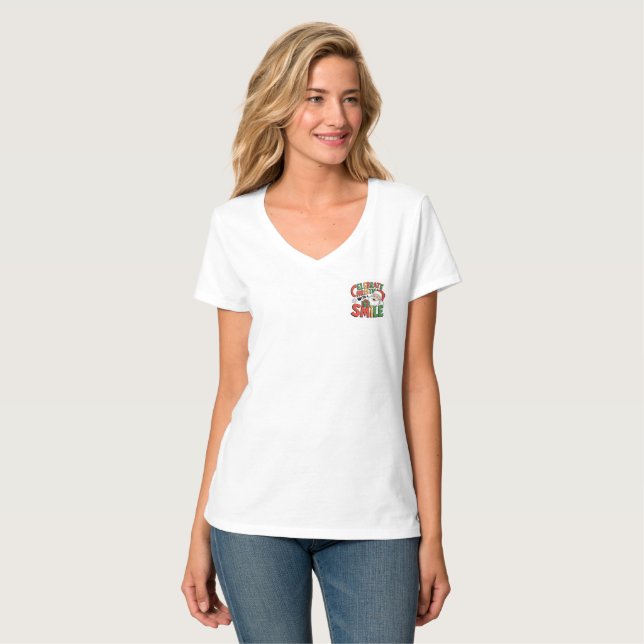 Feiern Sie Weihnachten mit dem Lächeln des Weihnac T-Shirt (Vorderseite Vollansicht)