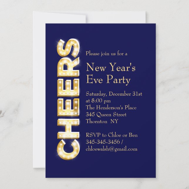 Feiern Silvesterabend-Party Einladung in der Marin (Vorderseite)