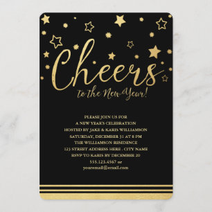 Feiern Silvesterabend Party Einladung / Schwarz