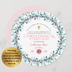 Feiern und 1. Geburtstag Girls Pink Floral Einladung