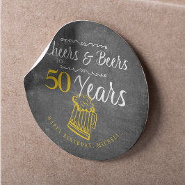 Feiern und Biere bis 50 Jahre Typografie Geburtsta Runder Aufkleber