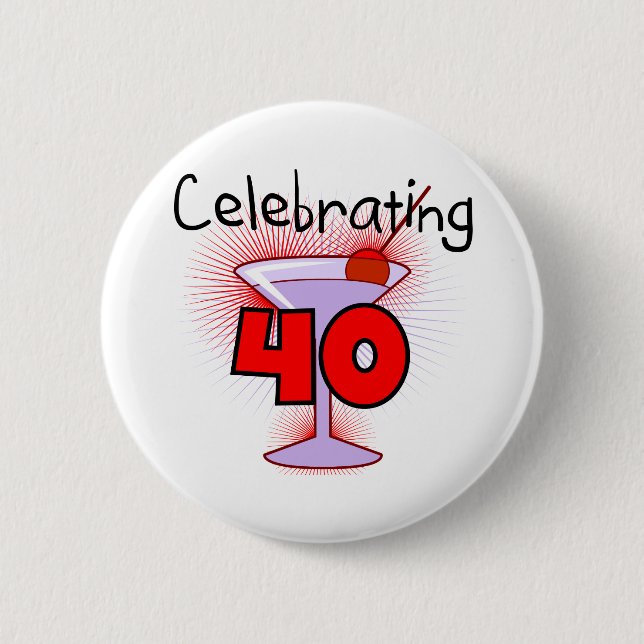 Feiern von 40 T-Shirts und von Geschenken Button (Vorderseite)