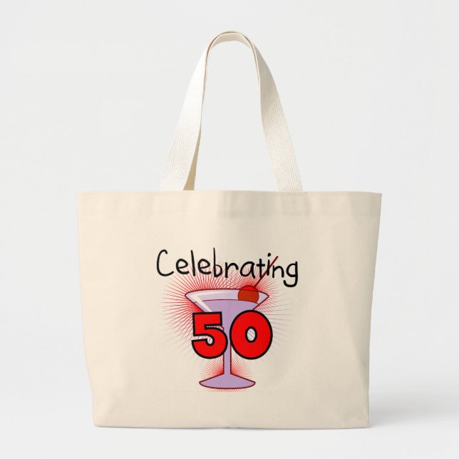 Feiern von 50 T-Shirts und von Geschenken Jumbo Stoffbeutel (Vorne)