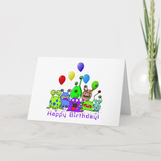 Feiern von Außerirdischen zum Geburtstag Karte (Vorderseite)