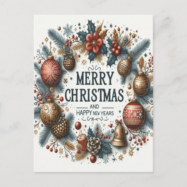 Feiern von festlichen Bliss: Frohe Weihnachten Postkarte (Vorderseite)