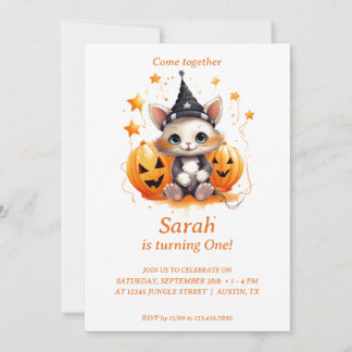 Feiern von Meow-loween: Einladung zur Geburtstagsp