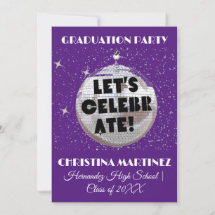 Feiern wir ABSCHLUSS Disco Ball Party Invita Einladung