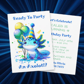 Feiern wir Axolotl Boys Geburtstagsparty Einladung