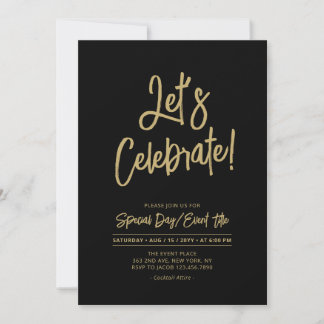 Feiern wir | Black Chic Script Cacktail Party Einladung
