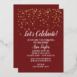 Feiern wir Confetti auf Burgund Party Gold Folieneinladung