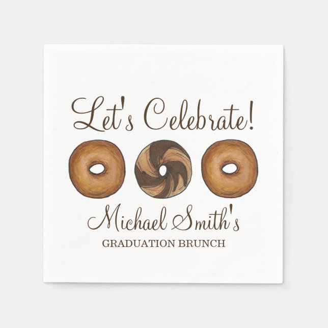 Feiern wir den Brunch der Bagel Graduation Party Serviette (Vorderseite)