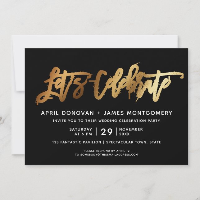 Feiern wir die Brush Typografy Wedding Einladung (Vorderseite)
