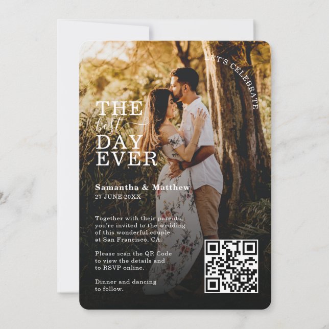 Feiern wir die Hochzeit des QR-Codes zum besten Ta Einladung (Vorderseite)