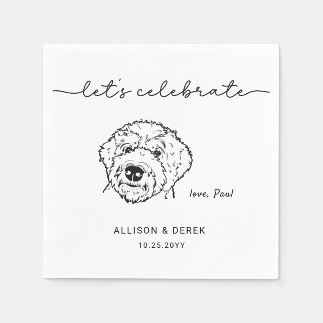 Feiern wir die Hochzeit moderner Niedlicher Hundel Serviette (Vorderseite)