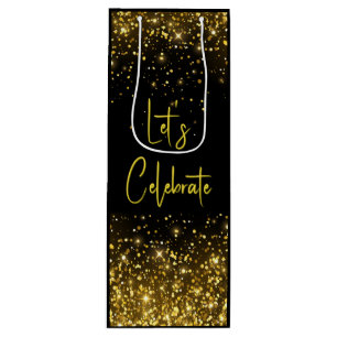 Feiern wir Glam Gold Glitzer Wein Tasche Geschenktüte Für Weinflaschen