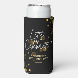Feiern wir Gold Bokeh Gradient Black Birthday Selters Dosenkühler
