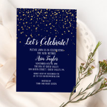 Feiern wir Gold Confetti auf Navy Blue Party