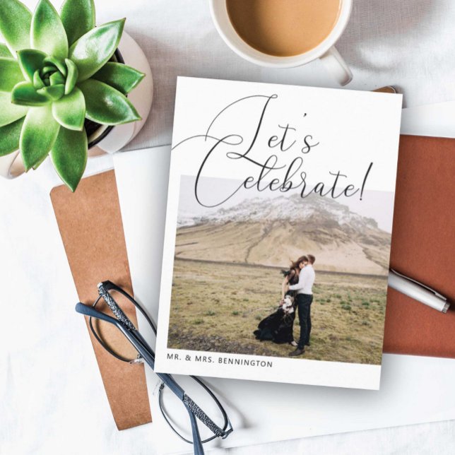 Feiern wir Hochzeitsfeier Ankündigungspostkarte (Von Creator hochgeladen)