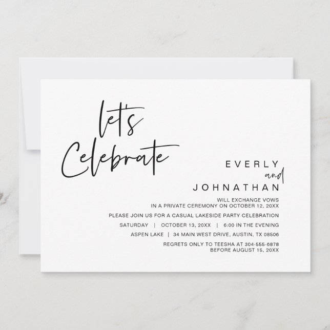 Feiern wir, Hochzeitsfeiern, Elopement Party Einladung (Vorderseite)