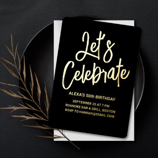 Feiern wir in Foil Birthday oder Party Folieneinladung