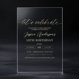Feiern wir Minimalistisches Gold 30. Geburtstag Acryleinladungen