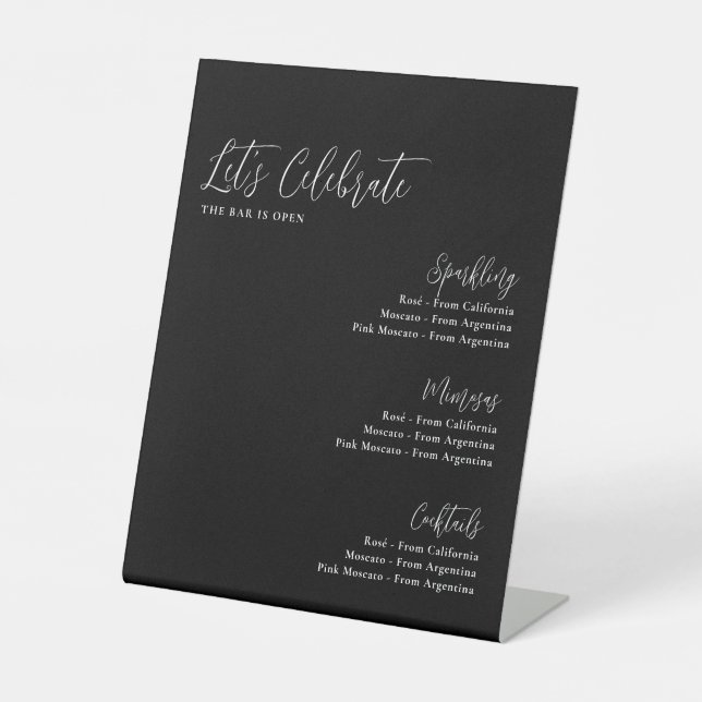 Feiern wir Moody Black Brautparty Bar Sockelschild (Vorderseite)