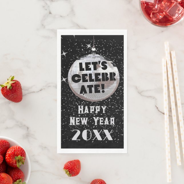 Feiern wir NYE Disco Ball Black Serviette (Beispiel)