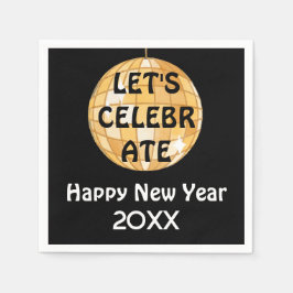 Feiern wir NYE Disco Ball Gold Serviette