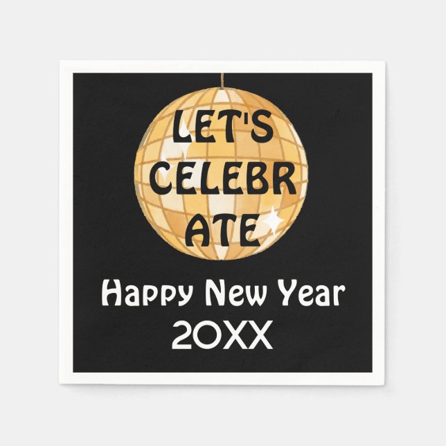 Feiern wir NYE Disco Ball Gold Serviette (Vorderseite)