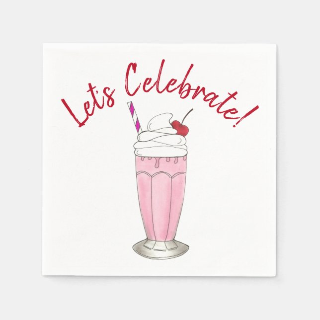 Feiern wir Party zum Geburtstag Eiscreme Milkshake Serviette (Vorderseite)