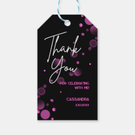 Feiern wir Pink Bokeh Gradient Black Birthday Geschenkanhänger